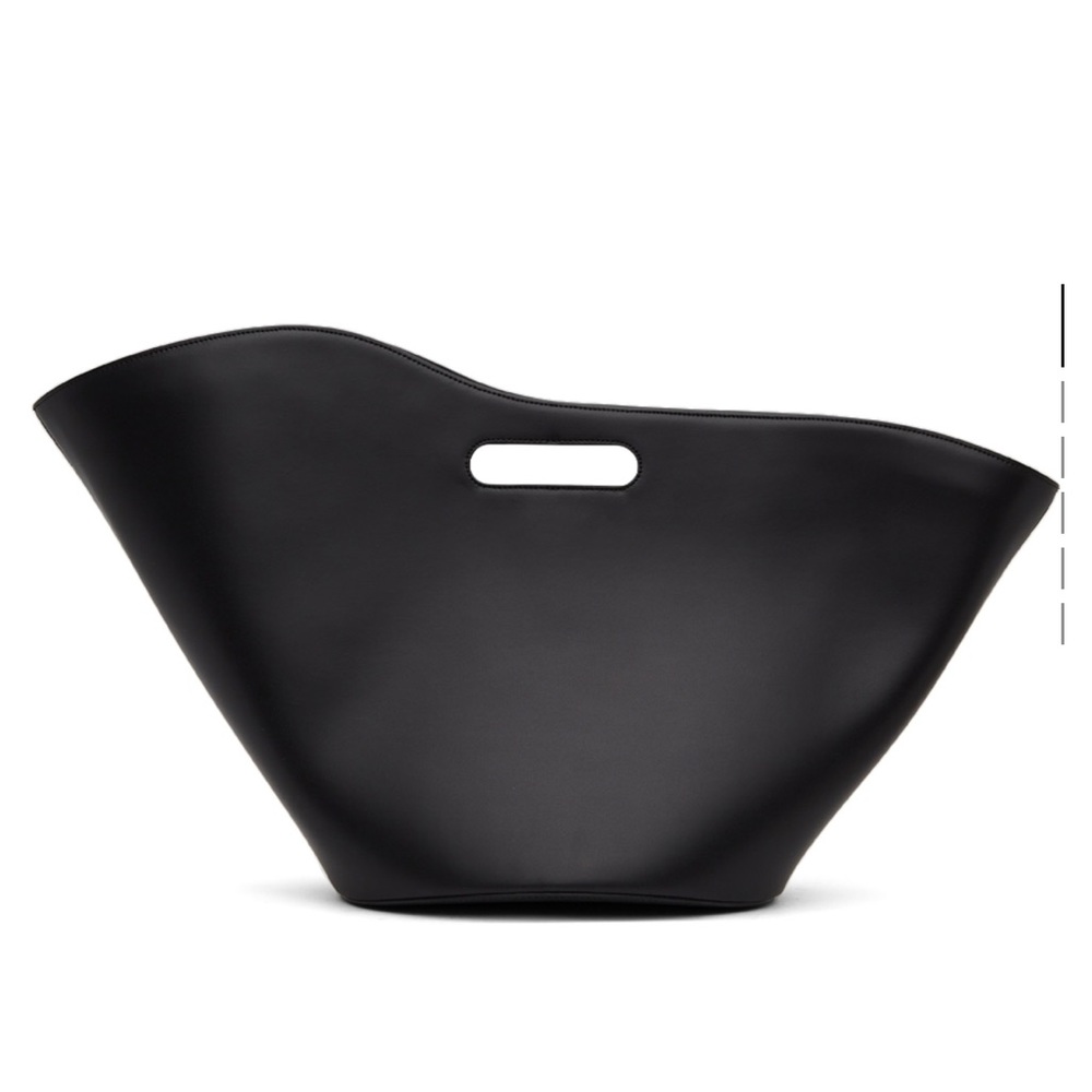 Little Liffner Asymmetrical Tulip Tote Bag Black Leather